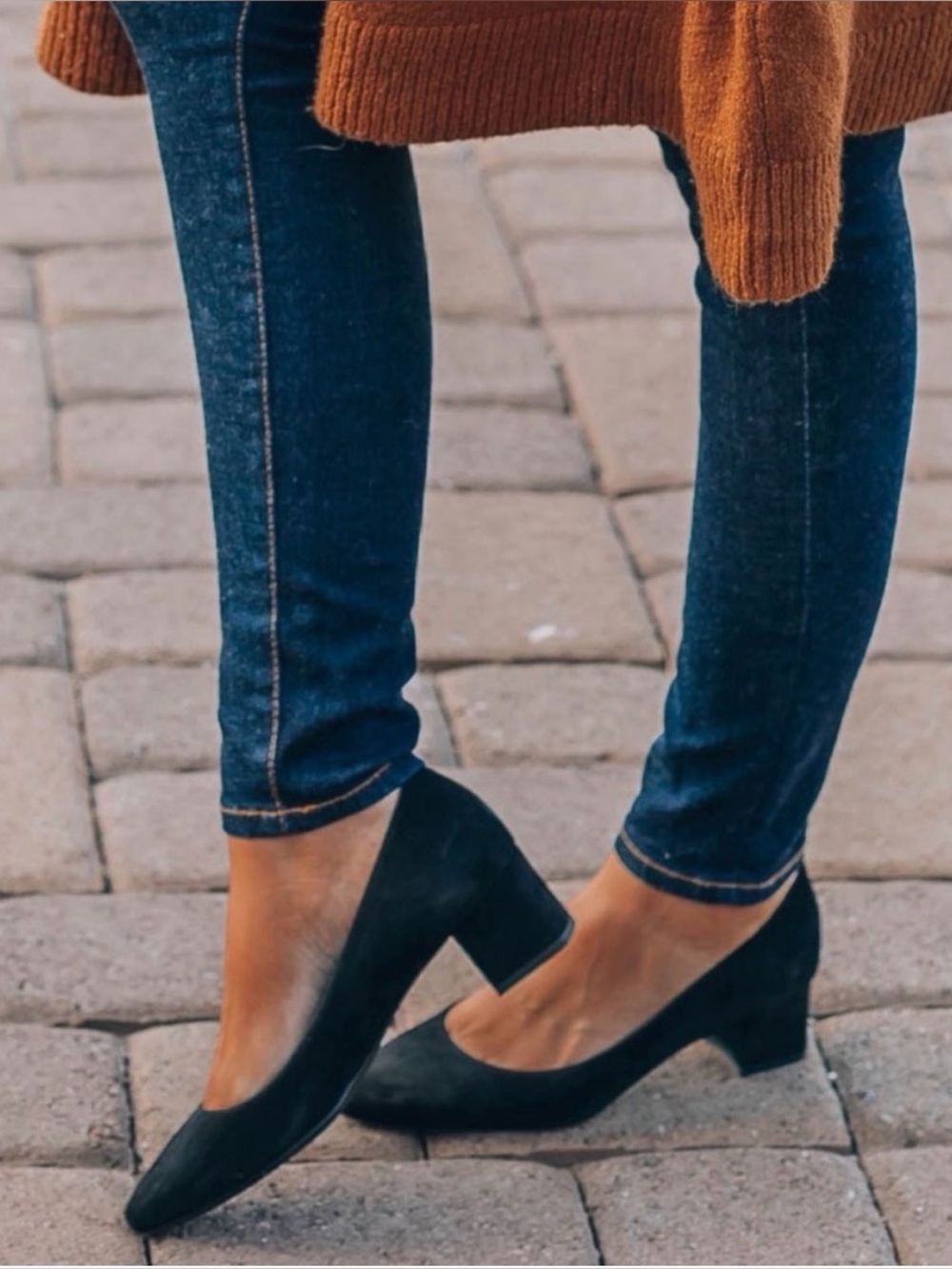 Aquatalia Pasha Suede Block Heel in Black.